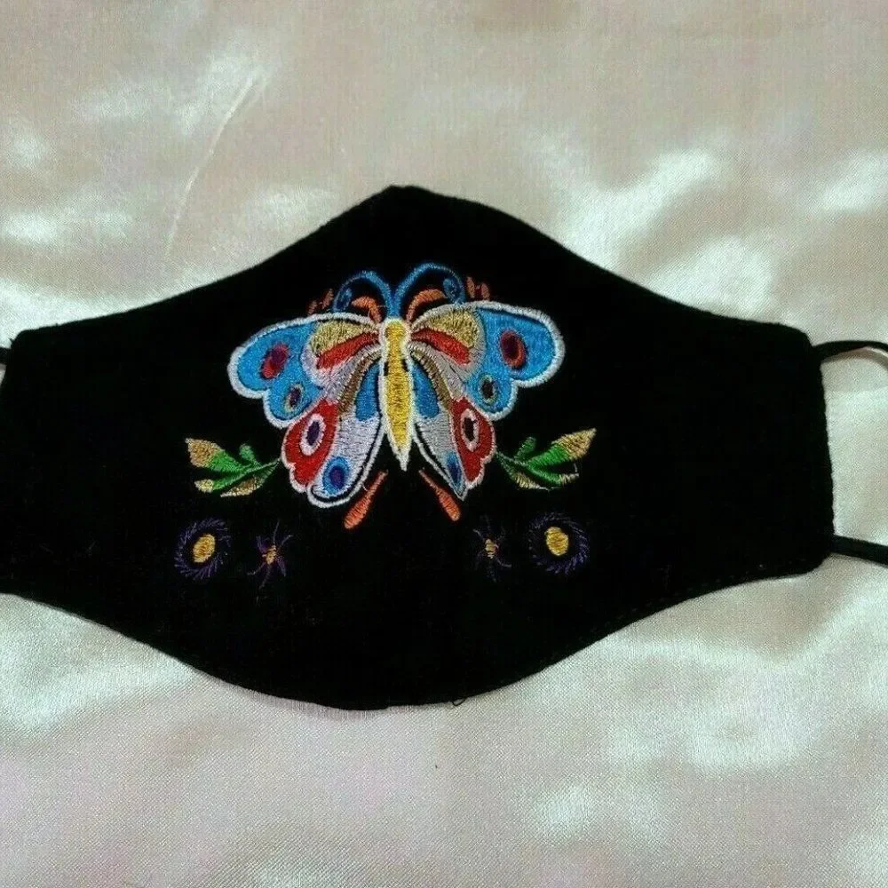 Mexican Embroidered Handmade Face Mask Cubrebocas Artesanal Triple Layer…